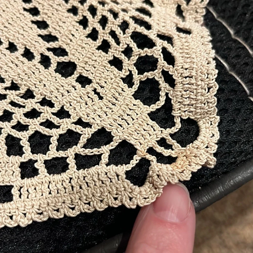 Vintage Handmade Crocheted Cotton Lace Doily 15” octagonal star open weave doily